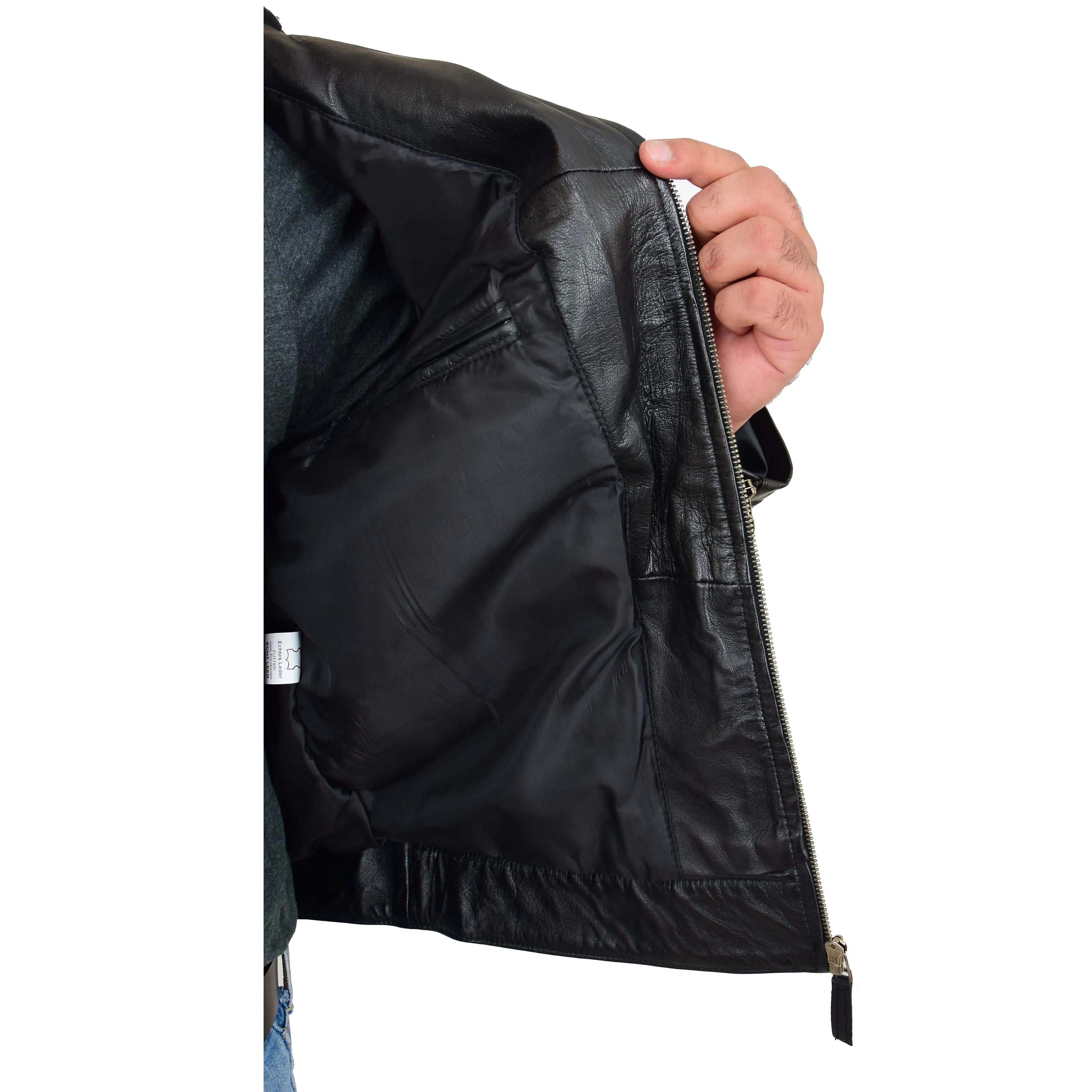 Mens Real Black Leather Hooded Jacket Sports Fitted Biker Style Coat Barry