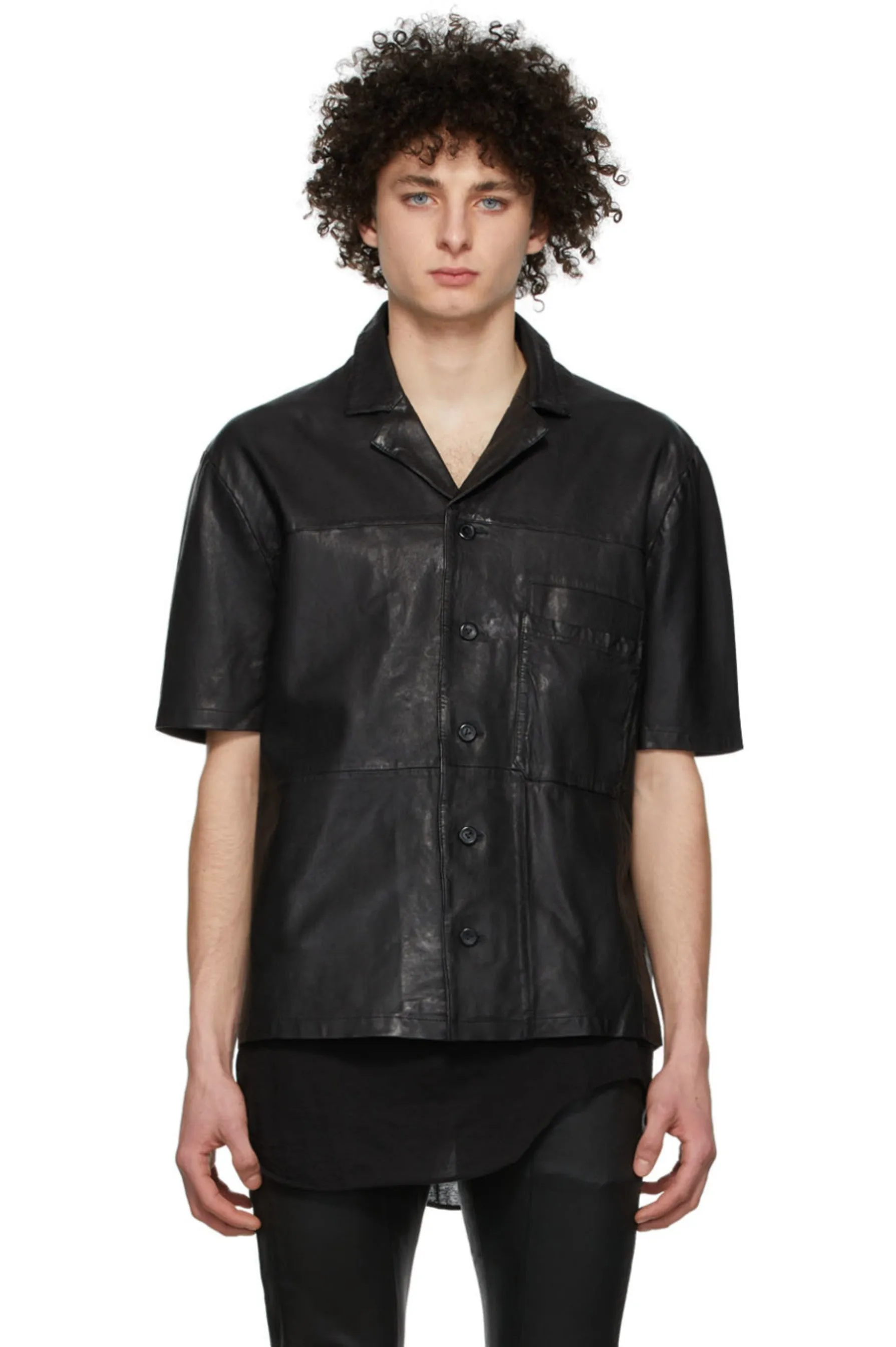 Men’s Trendy Black Leather Shirt