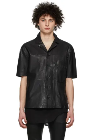 Men’s Trendy Black Leather Shirt