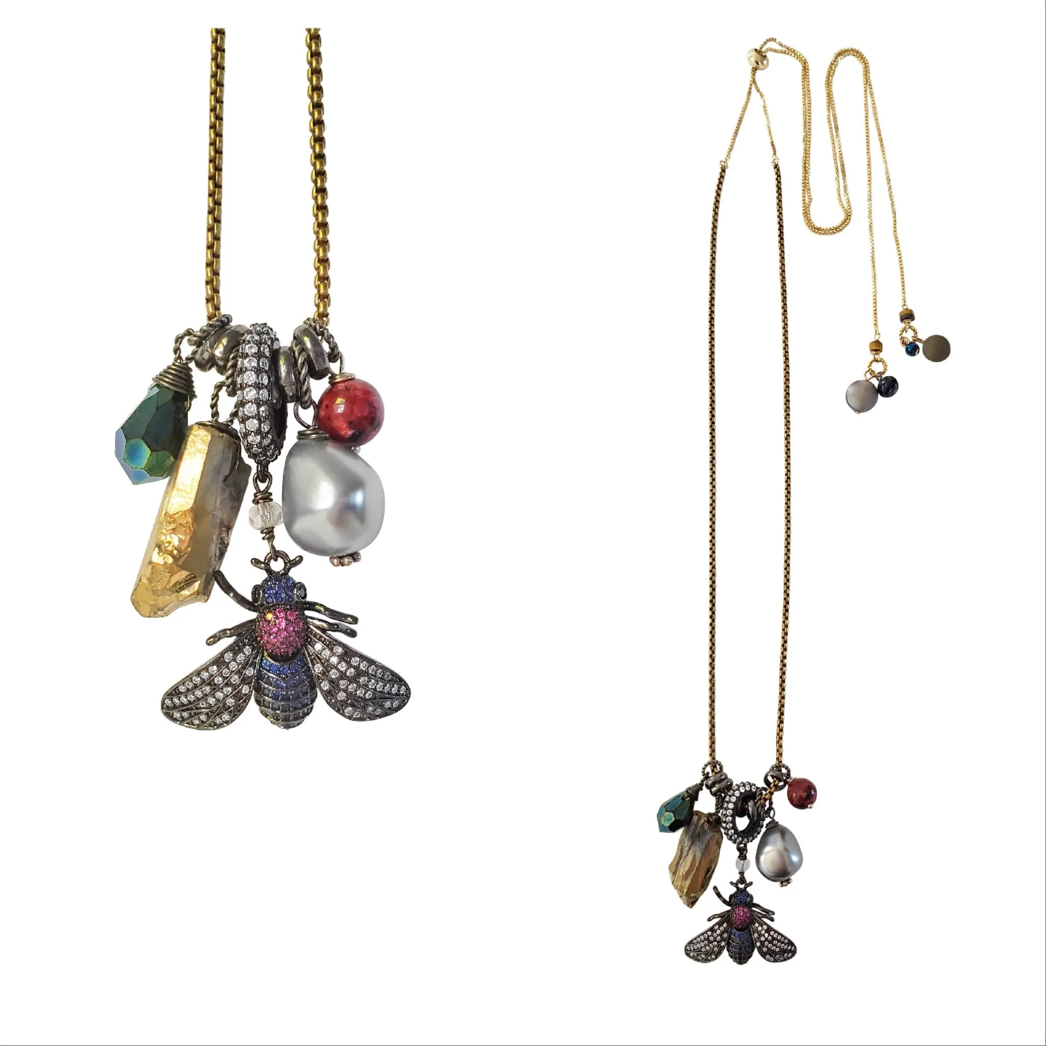 Midnight Fly Charm Necklace