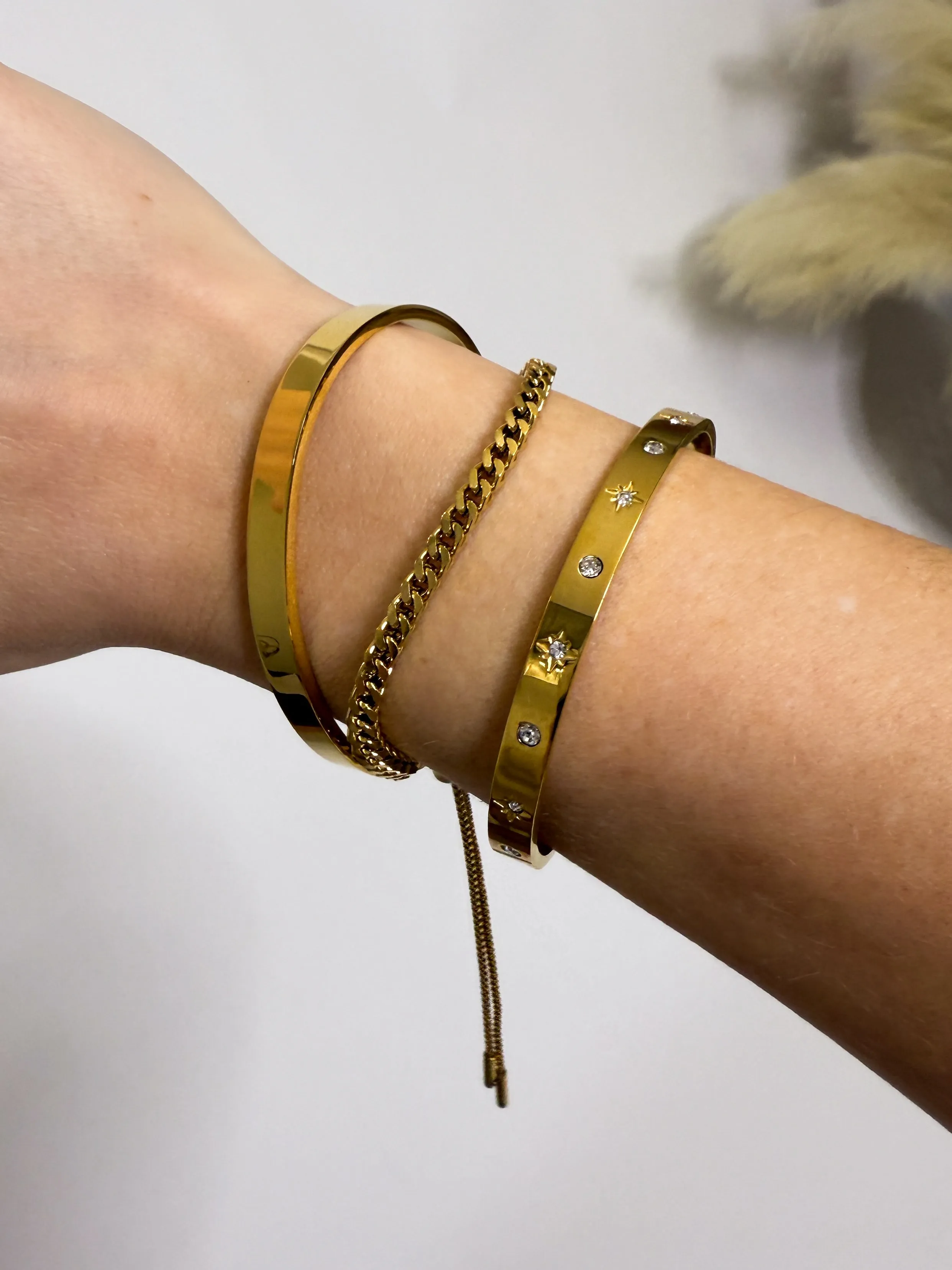 Minimalist 18k Stainless Steel Arm Cuff Bangle Bracelet