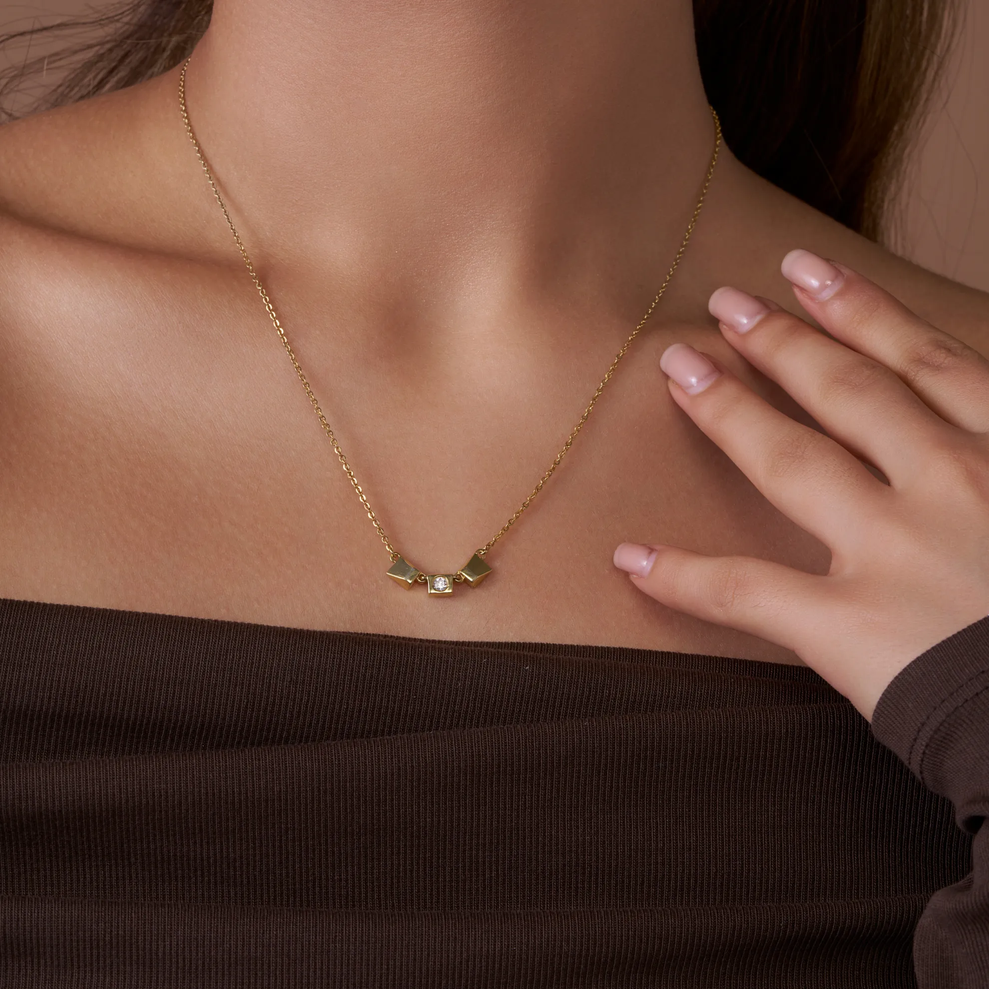 Modern Square Pendant Necklace