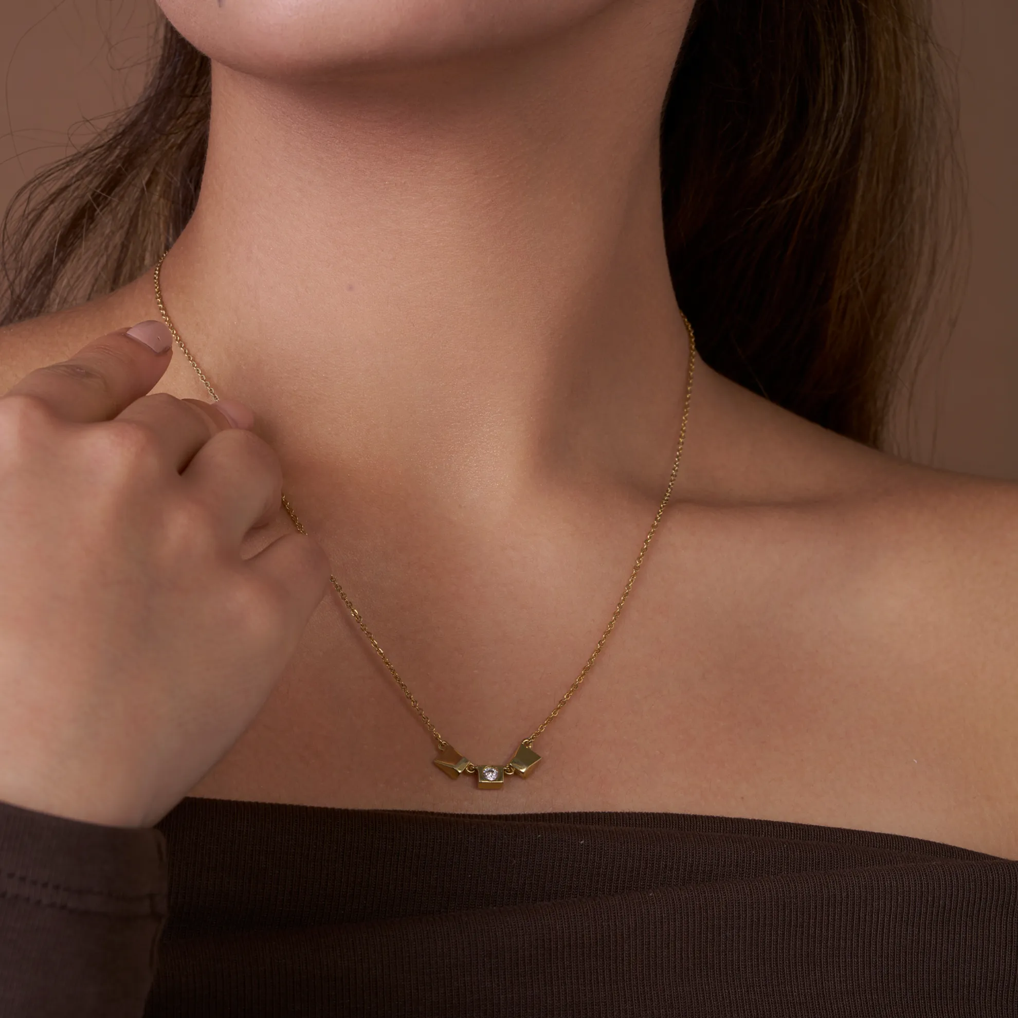 Modern Square Pendant Necklace