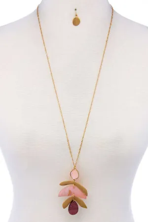 Modern Stylish Drop Pendant Necklace And Earring Set
