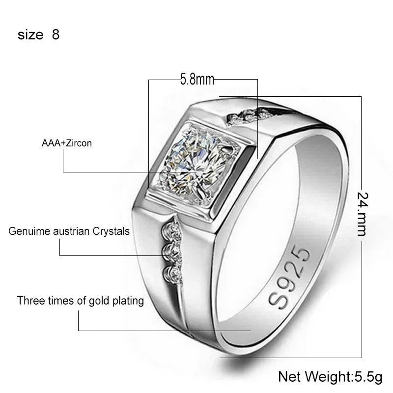 Moonso 925 Sterling Silver Ring for Men | R207