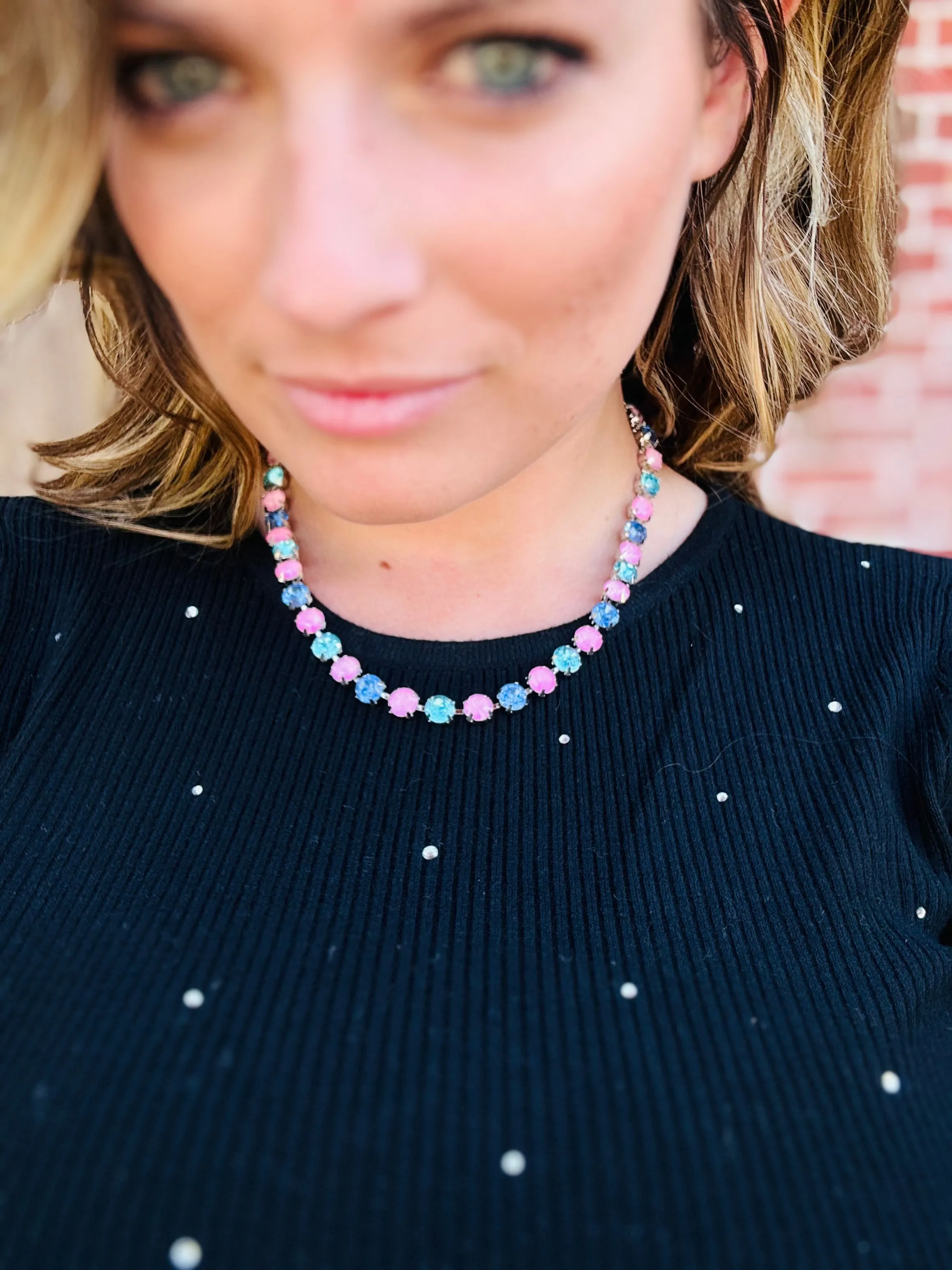 Myra Pink & Blue Gem Necklace