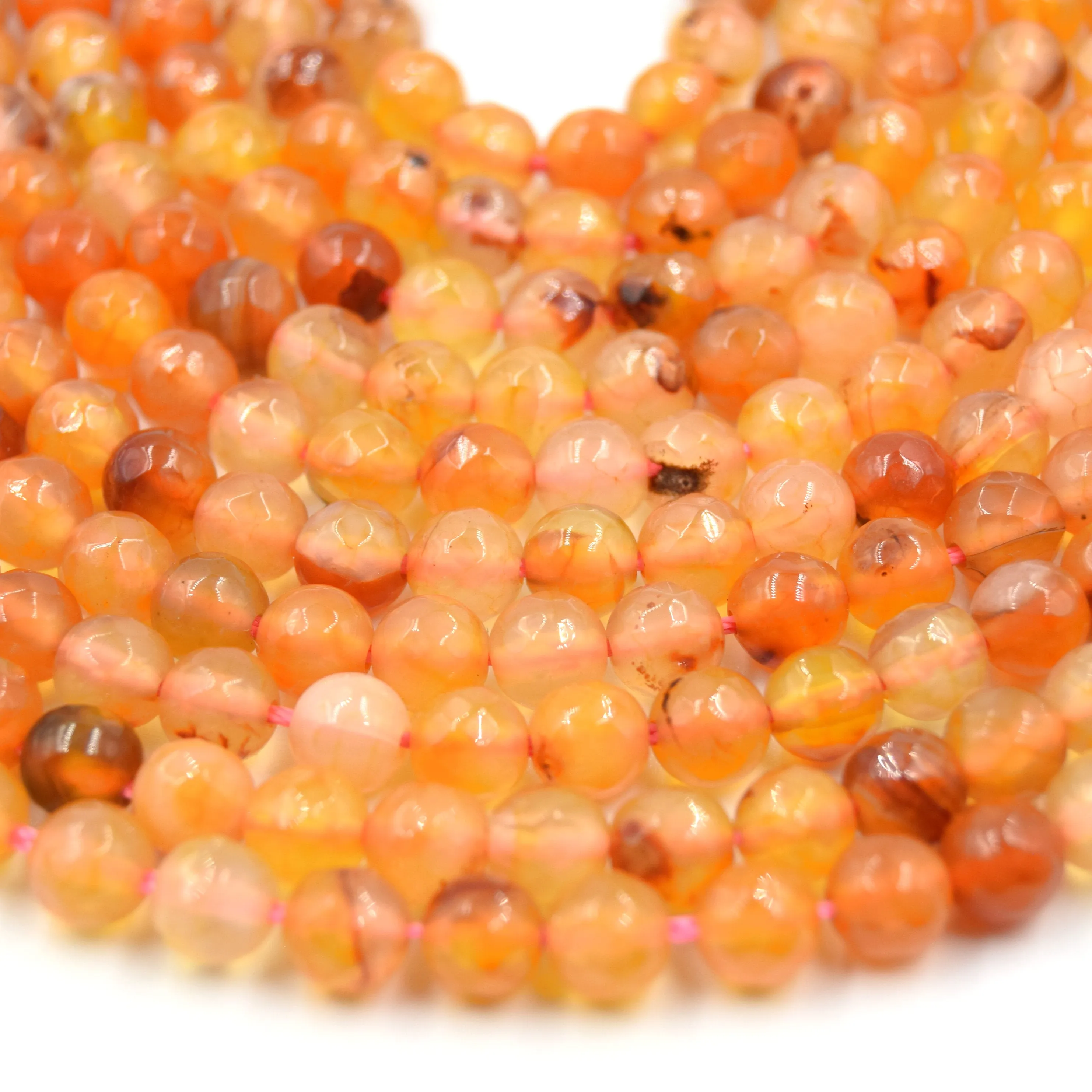 Natural Carnelian Beads - Faceted Round Gemstone Beads - 4mm, 6mm, 8mm, 10mm, 12mm Available