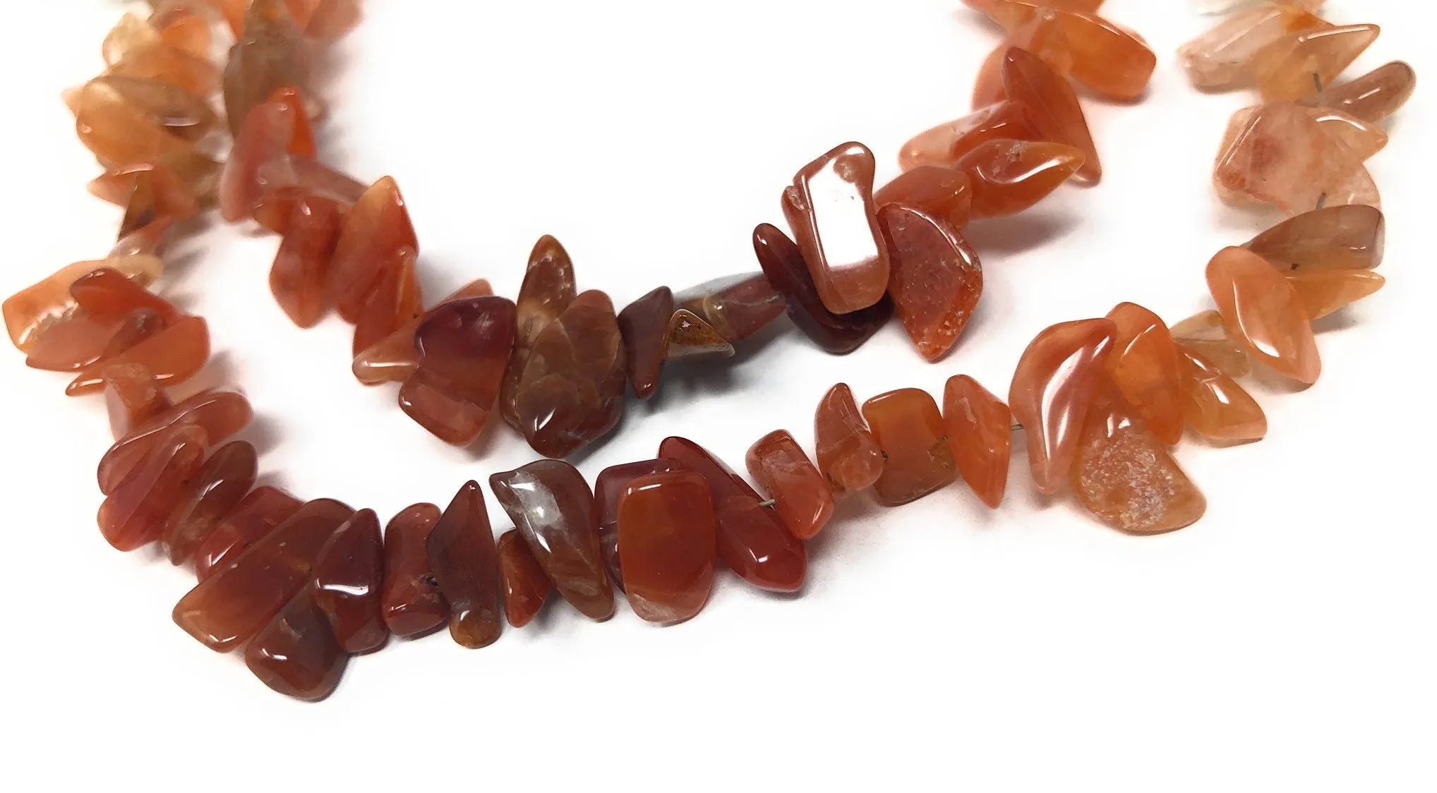 Natural Carnelian Beads - Rough Polished, Carnelian Gemstone Beads, Jewelry Supplies for Jewelry Making, Bulk Wholesale Beads, 8" Strand