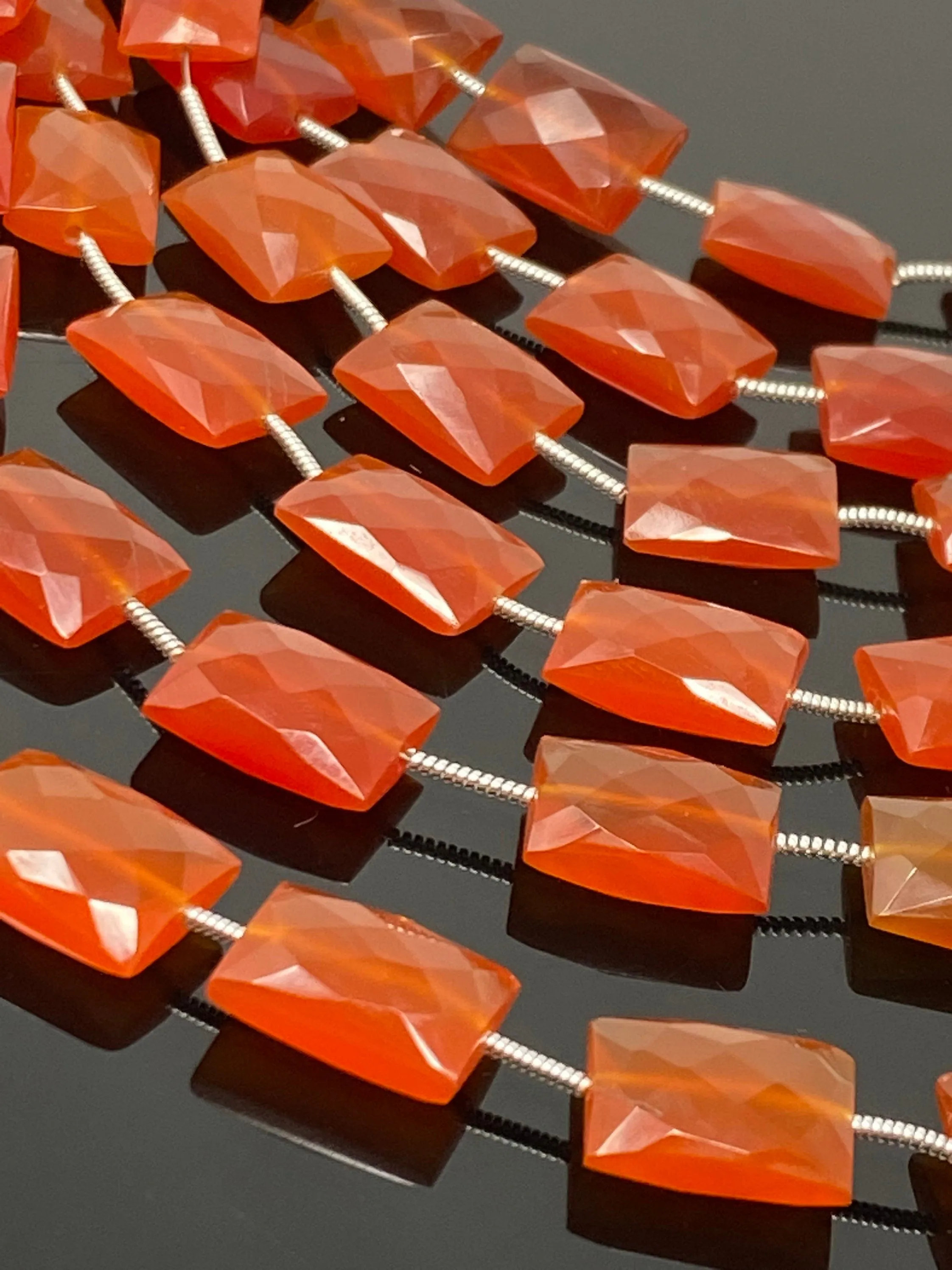 Natural Carnelian Gemstone Beads, Jewelry Supplies, Bulk Wholesale Beads, 13x9mm - 15x10mm, 7.75” Strand
