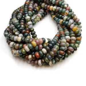 Natural Indian Agate Beads - Smooth Rondelle Gemstone Beads - Mixed Green/Pink - 4mm x 6mm, 5mm x 8mm Available