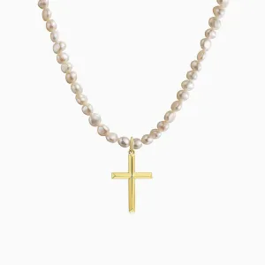 Natural Pearls Cross Pendant Necklace