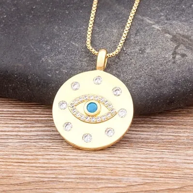 New Fashion Exquisite Zircon Devil Eye Pendant Gold Color Necklace