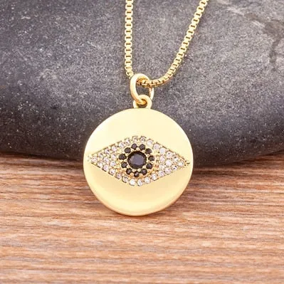 New Fashion Exquisite Zircon Devil Eye Pendant Gold Color Necklace