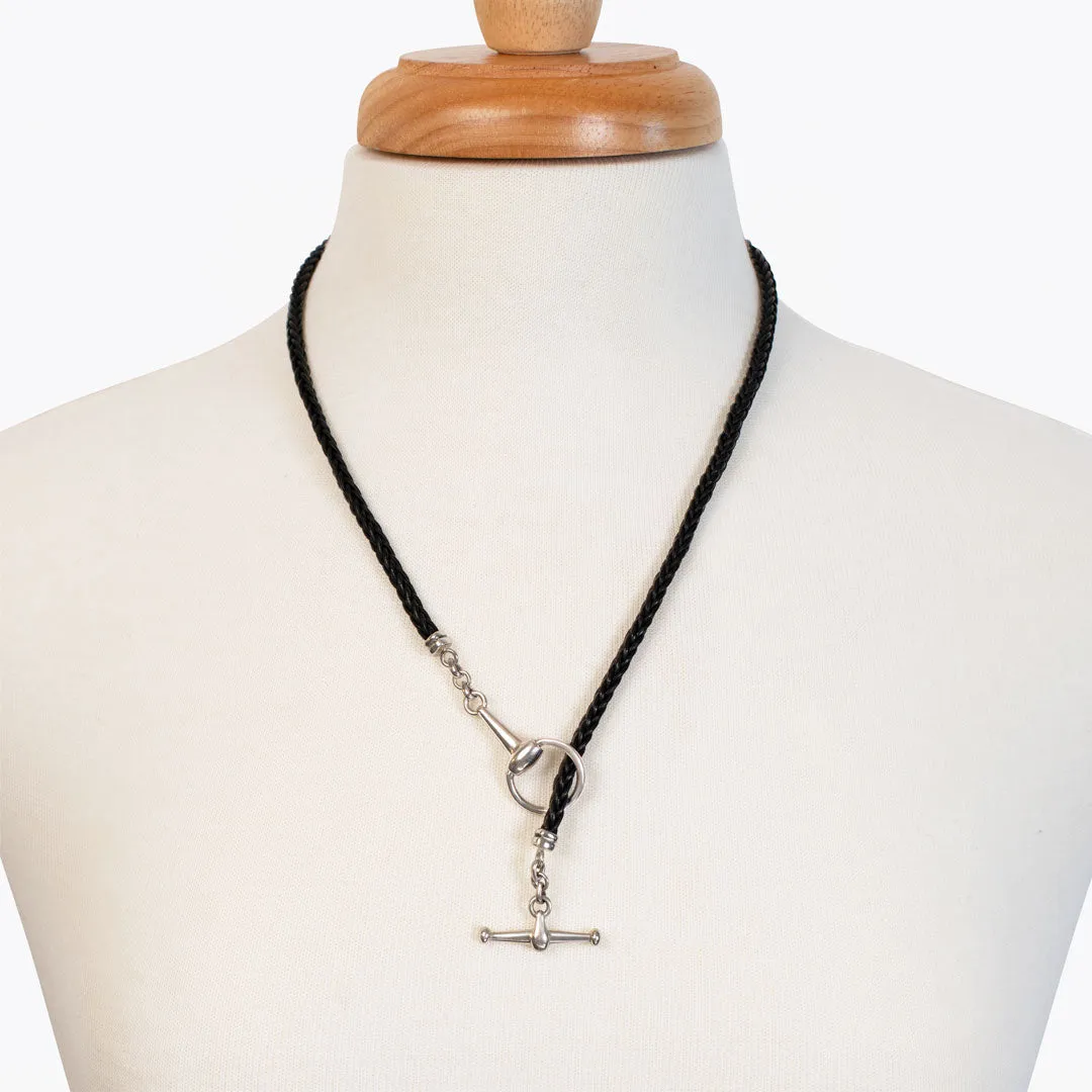 Odeza - Sterling Silver on Brass Leather Horse Bit Toggle Necklace
