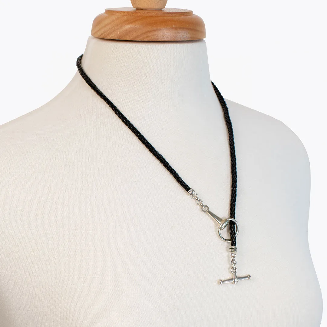 Odeza - Sterling Silver on Brass Leather Horse Bit Toggle Necklace