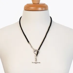 Odeza - Sterling Silver on Brass Leather Horse Bit Toggle Necklace