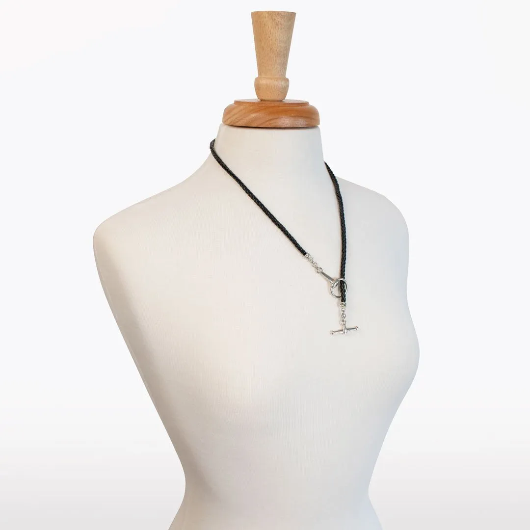 Odeza - Sterling Silver on Brass Leather Horse Bit Toggle Necklace