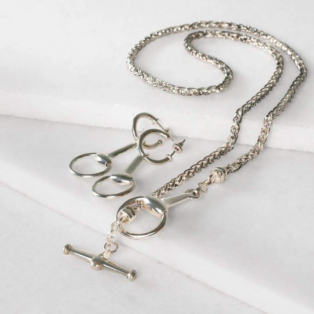 Odeza - Sterling Silver on Brass Leather Horse Bit Toggle Necklace