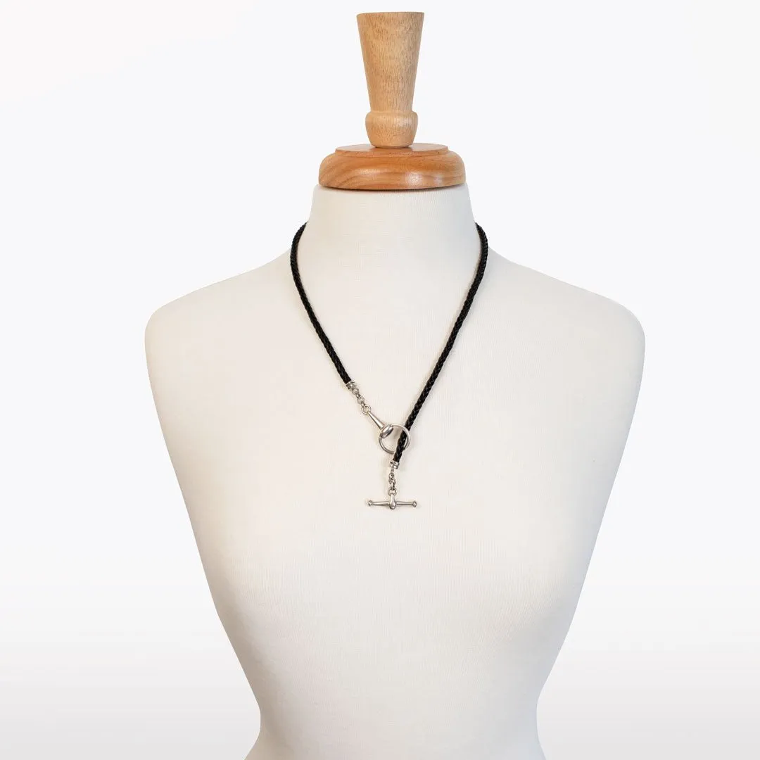 Odeza - Sterling Silver on Brass Leather Horse Bit Toggle Necklace