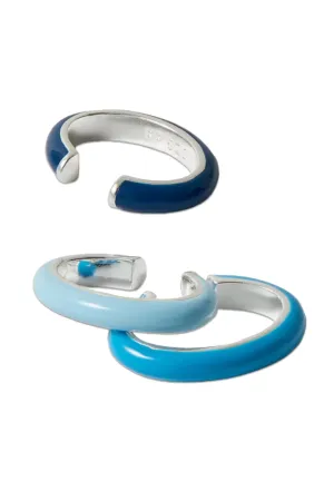 Ombré Set Of Three Sterling Silver And Enamel Ear Cuffs