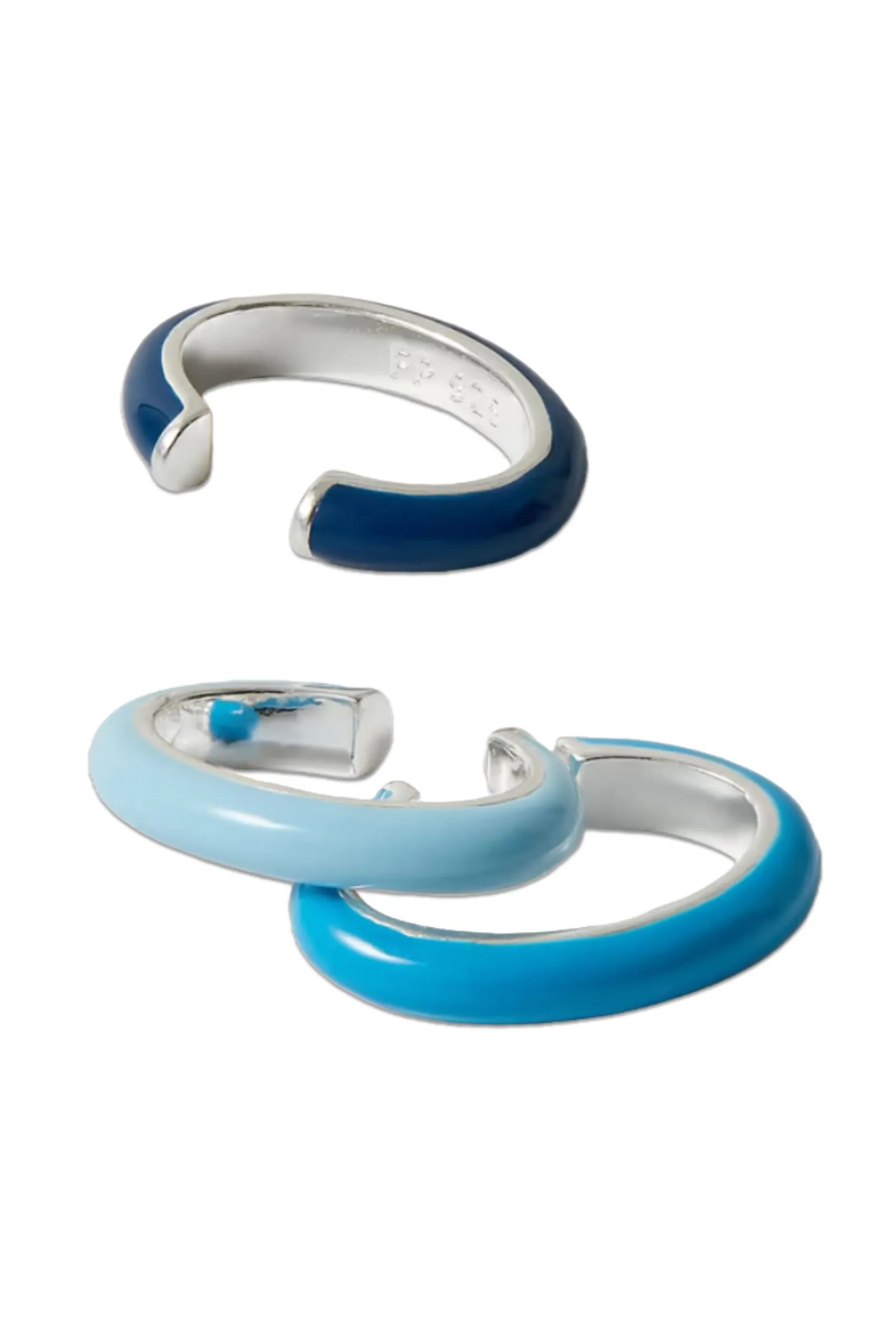 Ombré Set Of Three Sterling Silver And Enamel Ear Cuffs