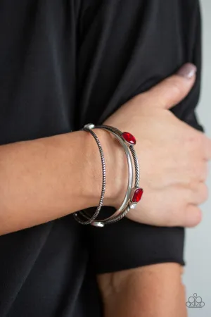 Open Door Jewelry - City Slicker Sleek - Red Bracelet - Paparazzi Accessories