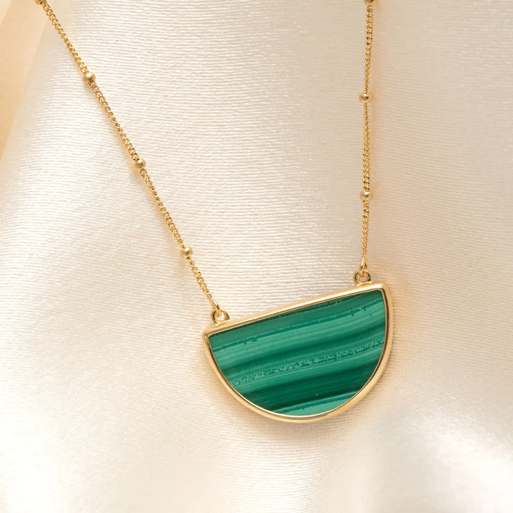 Penzance Malachite Necklace | 9ct Gold