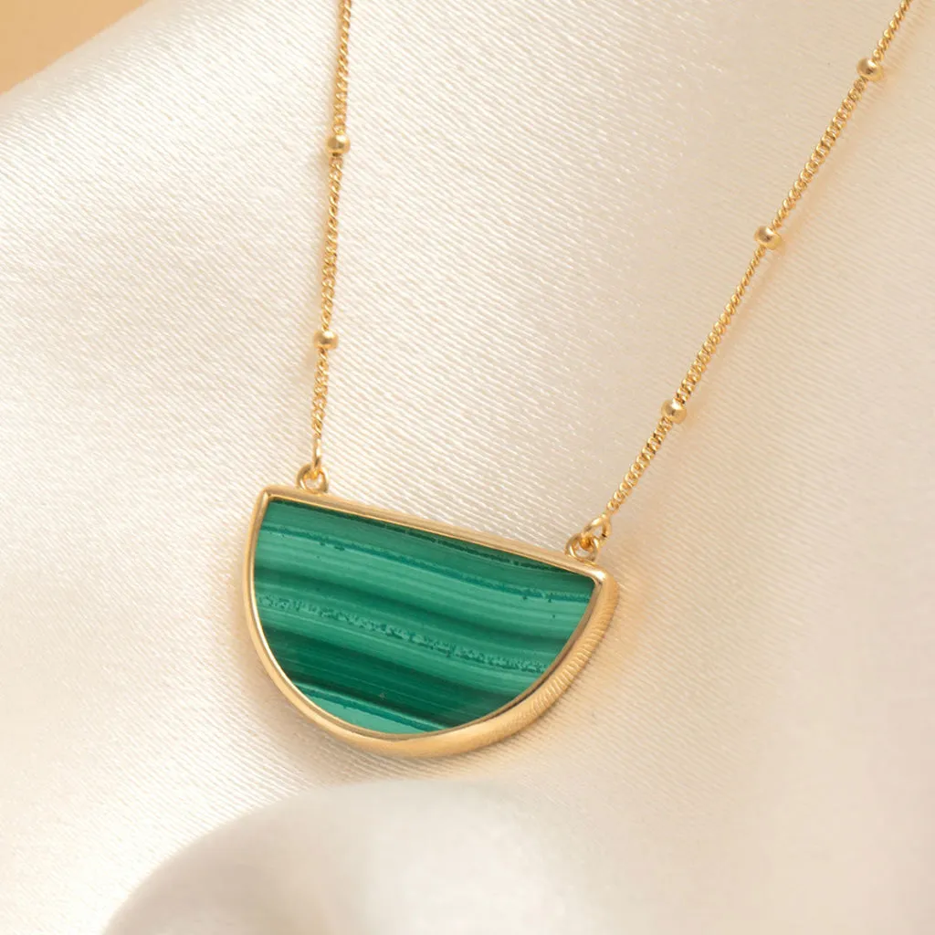 Penzance Malachite Necklace | 9ct Gold