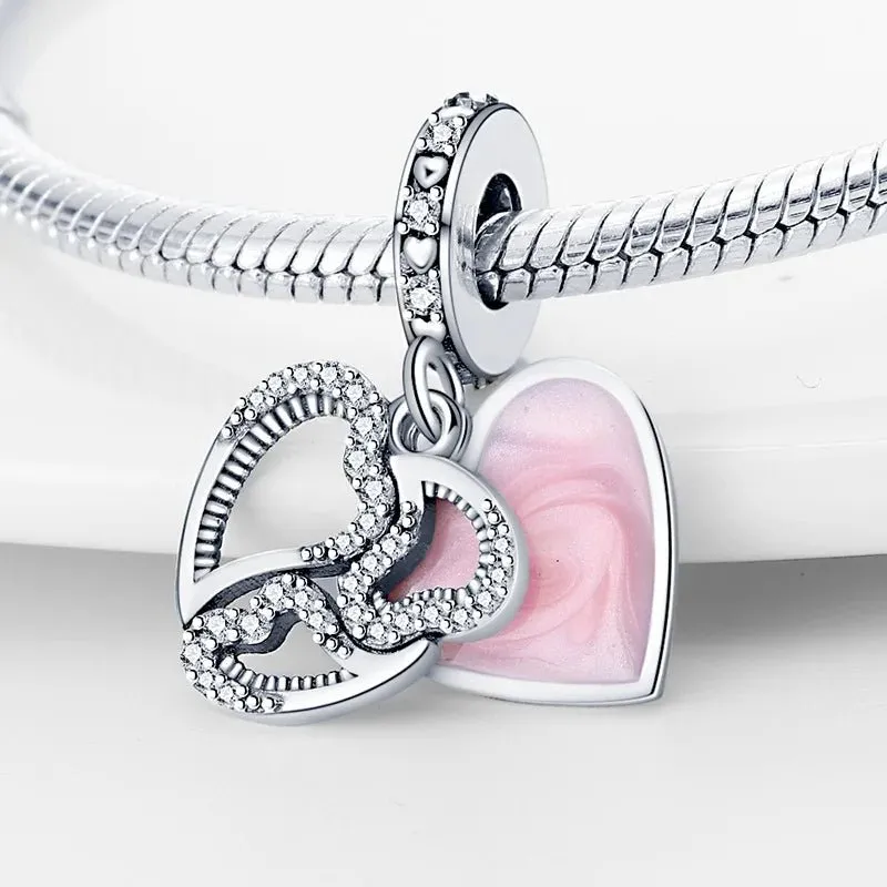 Pink Enchanted Hearts Dangle Charm