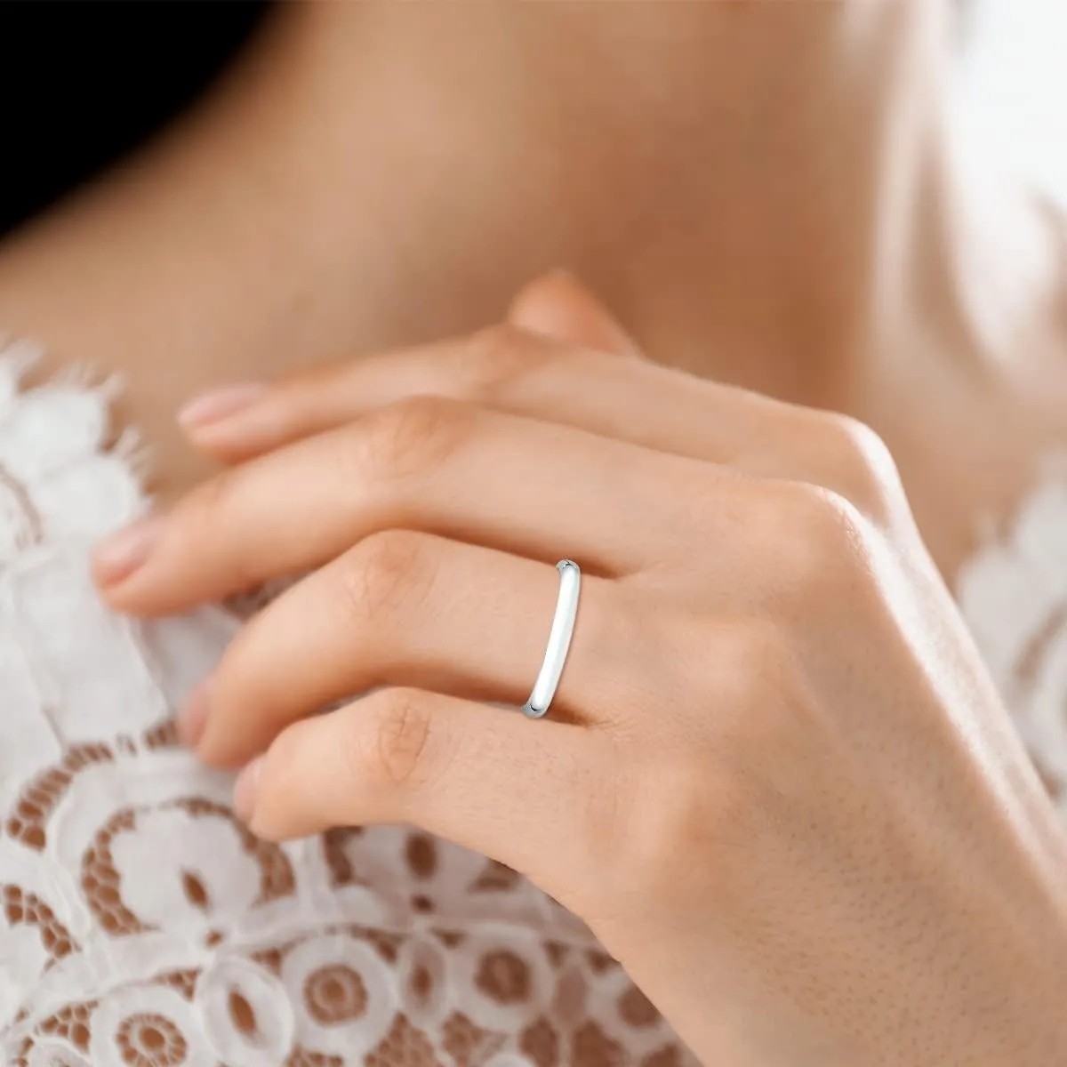 Platinum 2mm - 7mm Domed Comfort Fit Wedding Band
