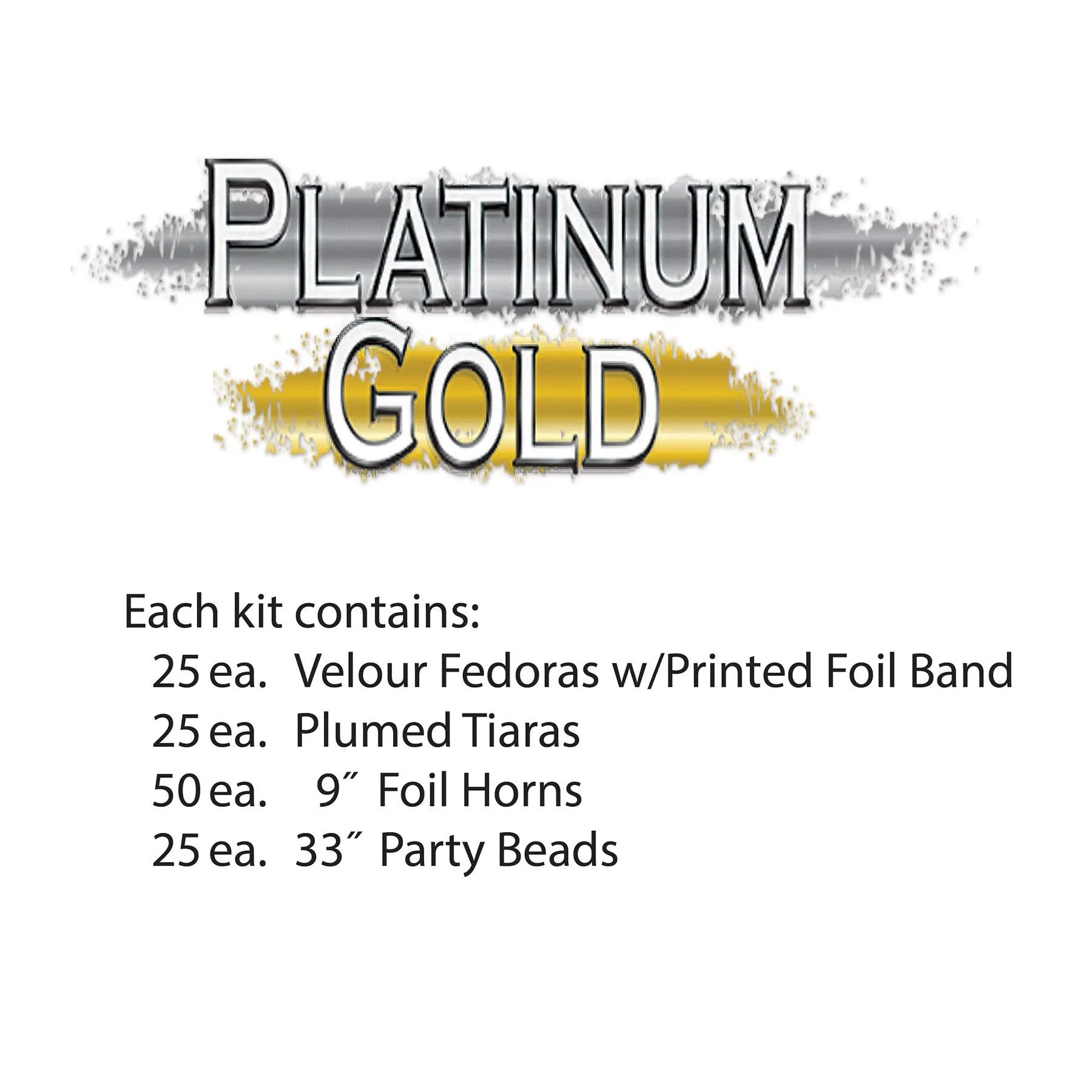 Platinum Gold New Year's Eve Party Kit for 50 People