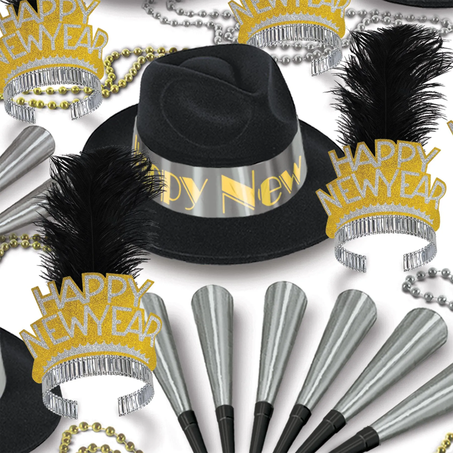 Platinum Gold New Year's Eve Party Kit for 50 People
