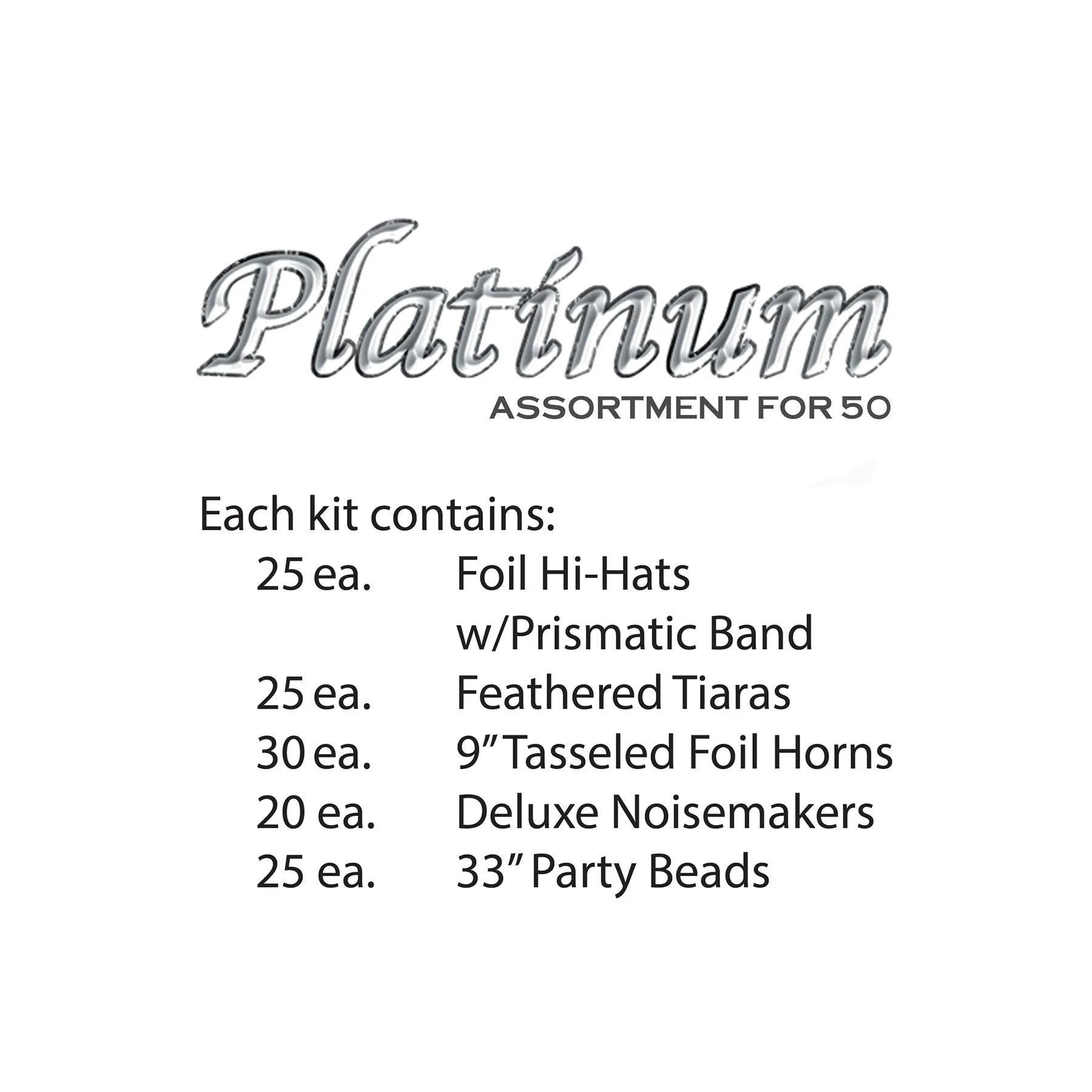 Platinum New Year's Eve Party Kit for 50 People