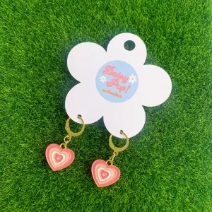 Powerpuff Heart Earrings | Heart Huggie Hoop Earrings