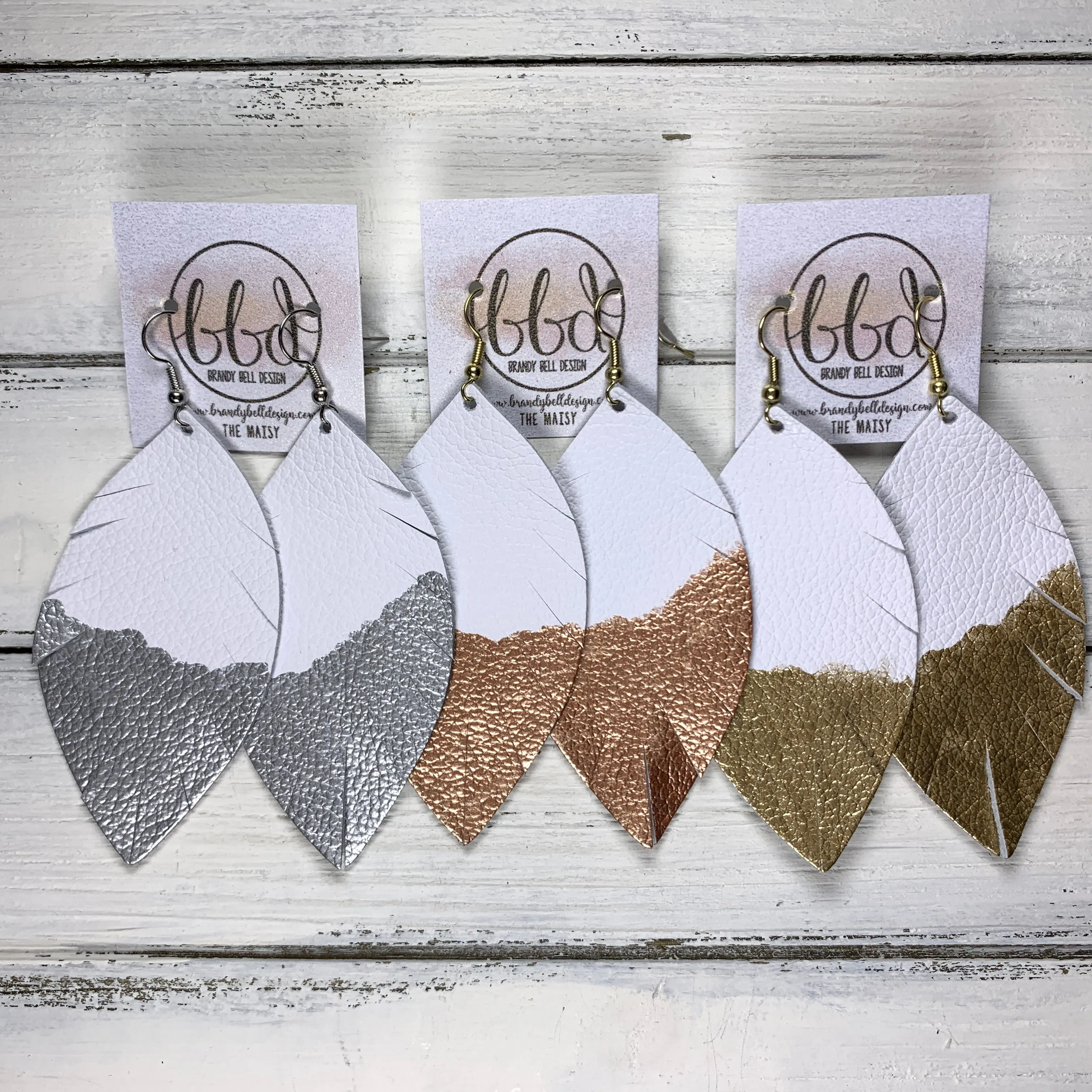 "DIPPED" MAISY (2 SIZES!) - Genuine Leather Earrings  || DISTRESSED BROWN   CHOOSE YOUR "DIPPED" FINISH