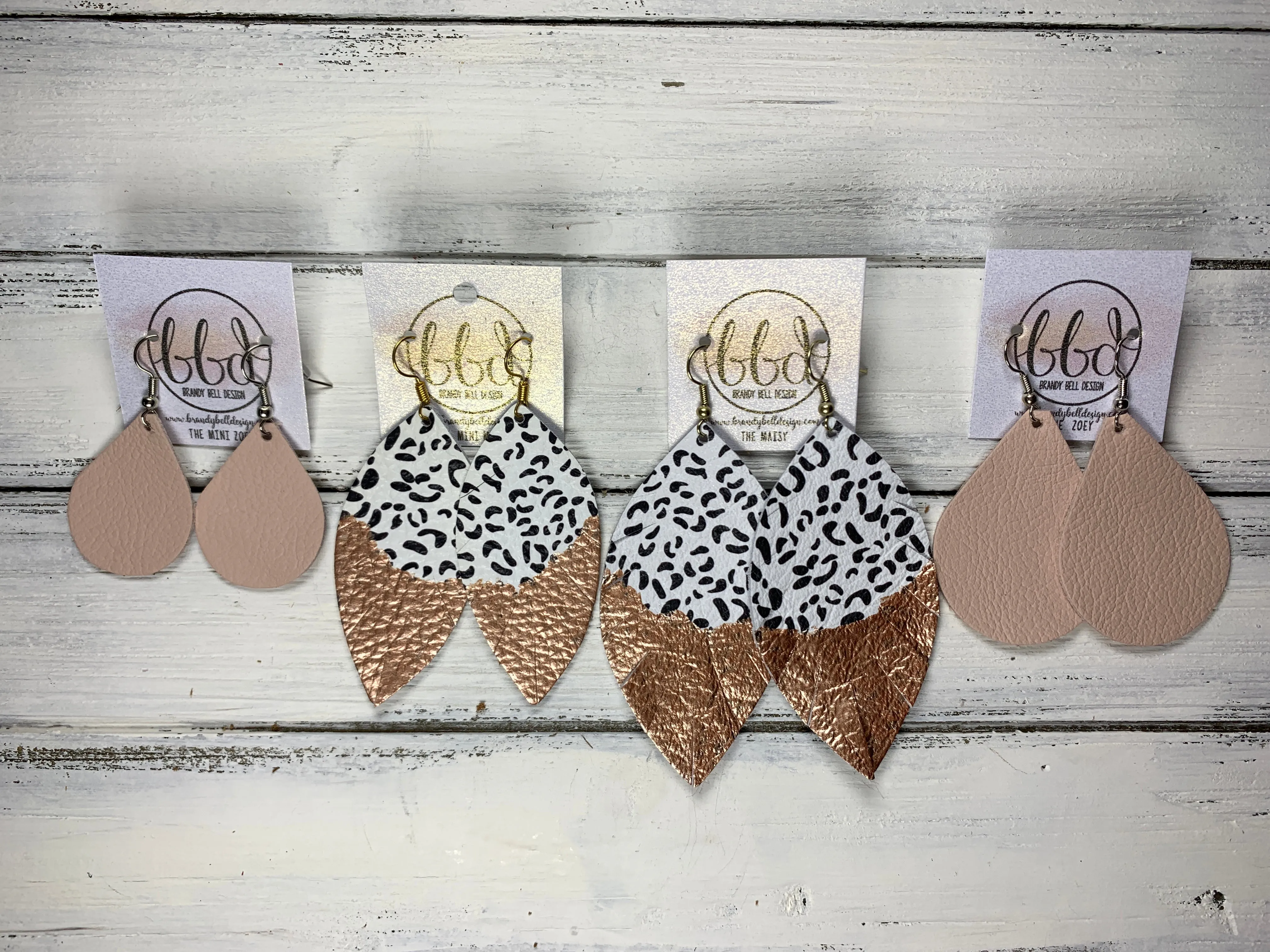 "DIPPED" MAISY (2 SIZES!) - Genuine Leather Earrings  || DISTRESSED BROWN   CHOOSE YOUR "DIPPED" FINISH