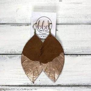 "DIPPED" MAISY (2 SIZES!) - Genuine Leather Earrings  || DISTRESSED BROWN   CHOOSE YOUR "DIPPED" FINISH