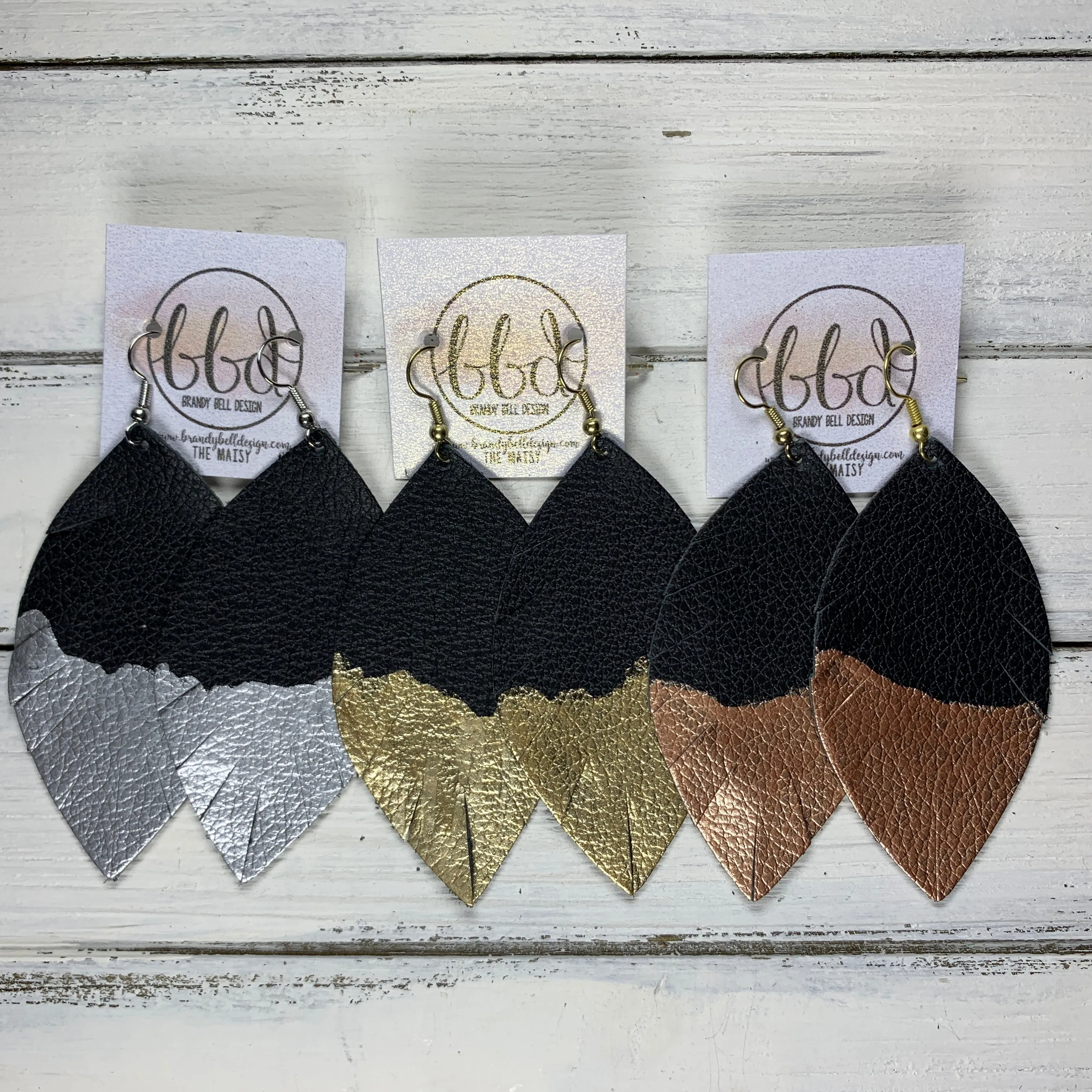 "DIPPED" MAISY (2 SIZES!) - Genuine Leather Earrings  || MATTE OLIVE GREEN   CHOOSE YOUR "DIPPED" FINISH