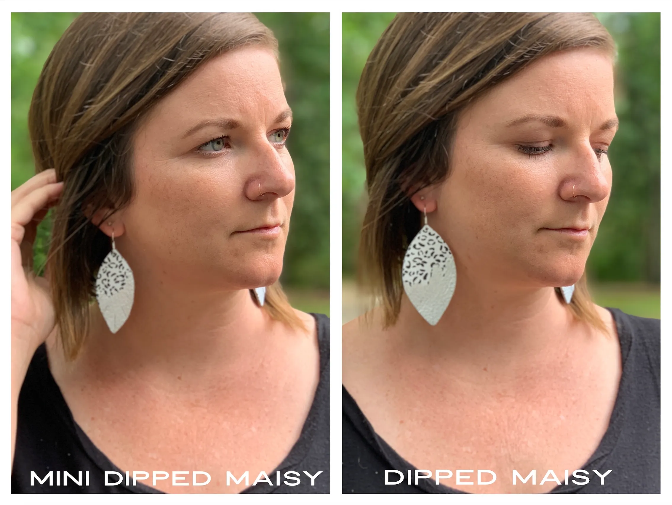 "DIPPED" MAISY (2 SIZES!) - Genuine Leather Earrings  || MATTE OLIVE GREEN   CHOOSE YOUR "DIPPED" FINISH