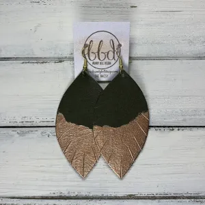 "DIPPED" MAISY (2 SIZES!) - Genuine Leather Earrings  || MATTE OLIVE GREEN   CHOOSE YOUR "DIPPED" FINISH