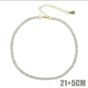 "WOKE" 3 MM Tennis anklet| Moissanite diamonds and Silver | In 925 sterling silver