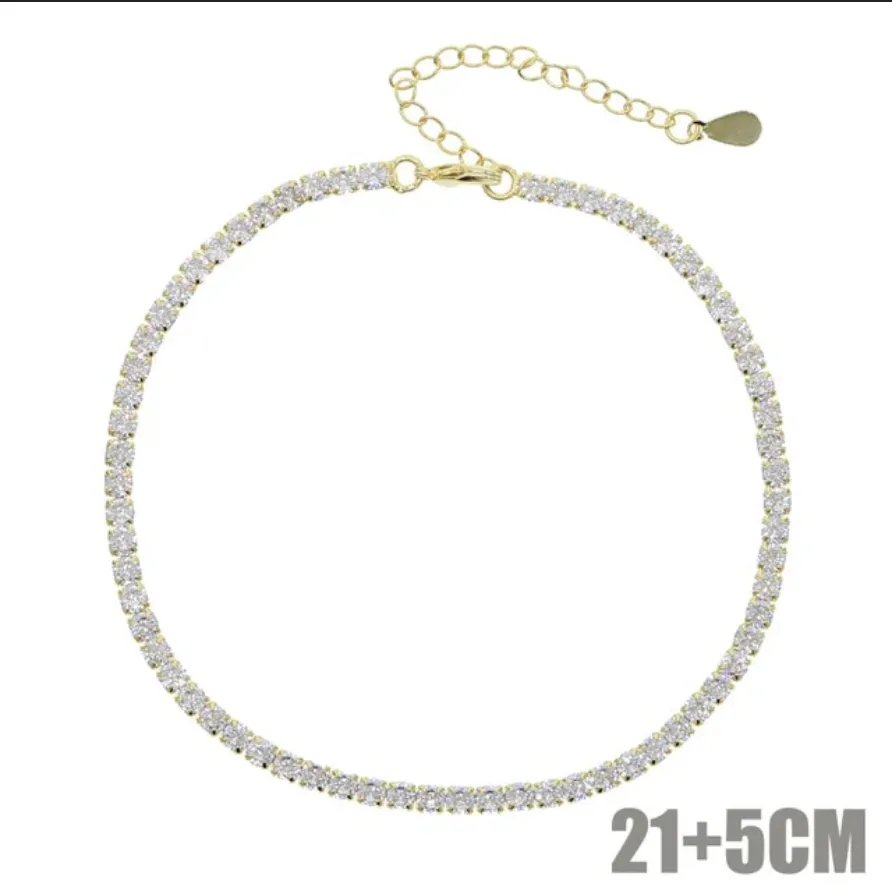 "WOKE" 3 MM Tennis anklet| Moissanite diamonds and Silver | In 925 sterling silver