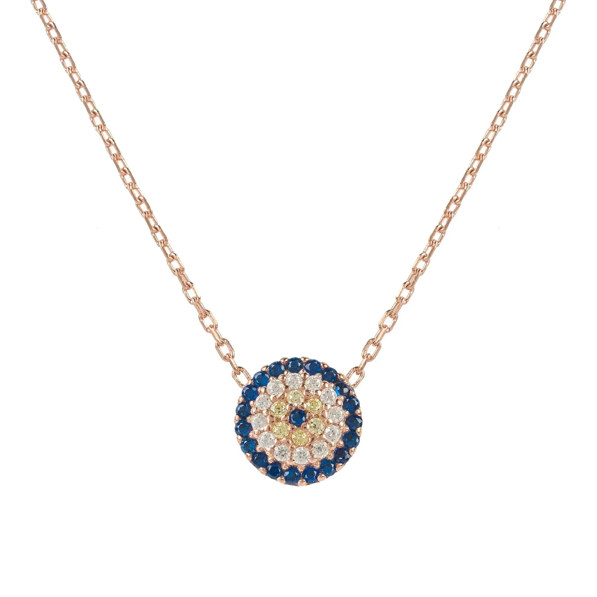 Radiant Evil Eye Necklace in Dipped Rose Gold