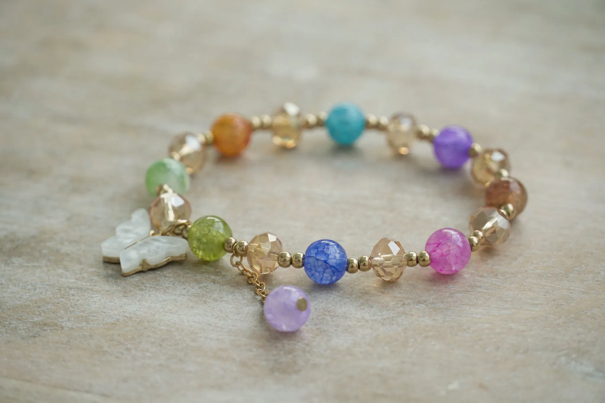 Radiant Harmony Butterfly Charm Bracelet