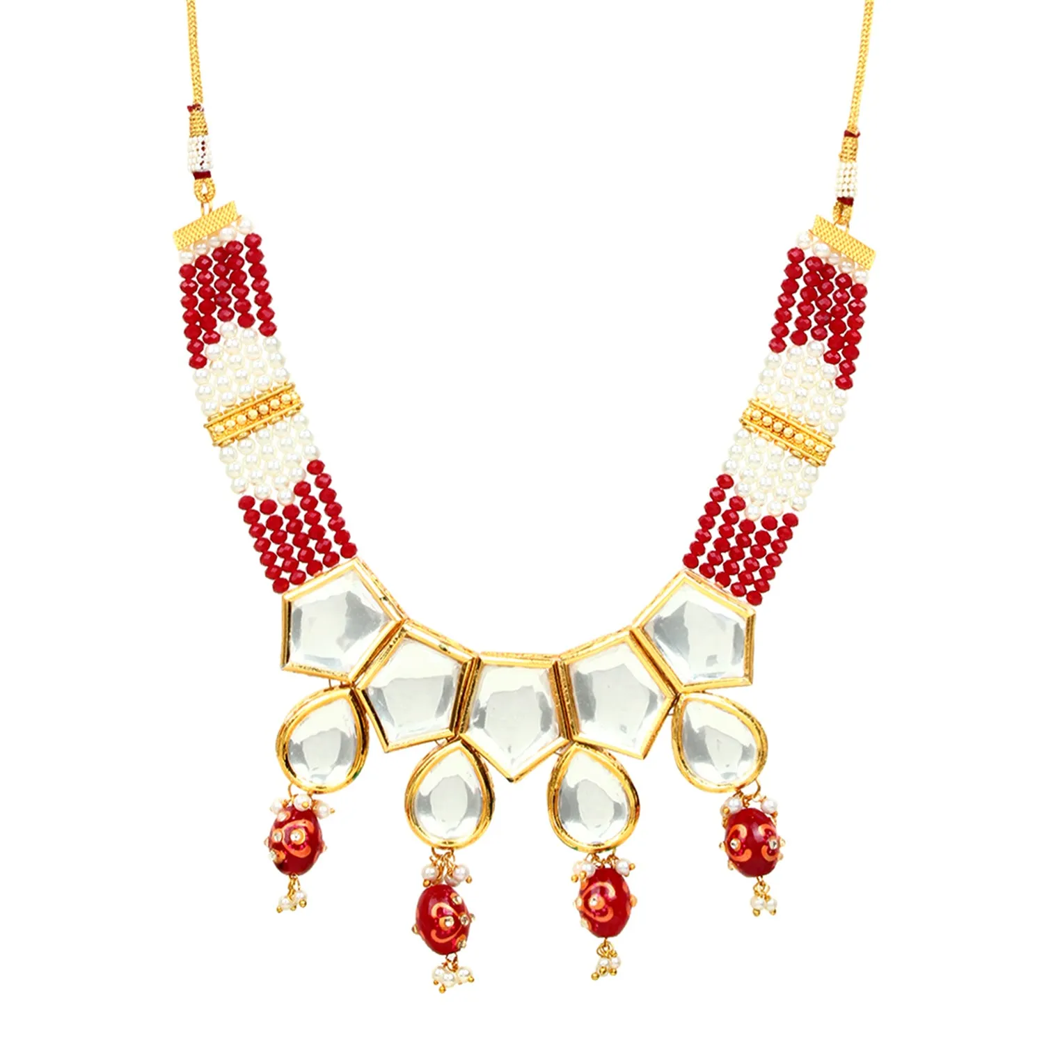 Red Heavy Bridal Indian Kundan Choker Set