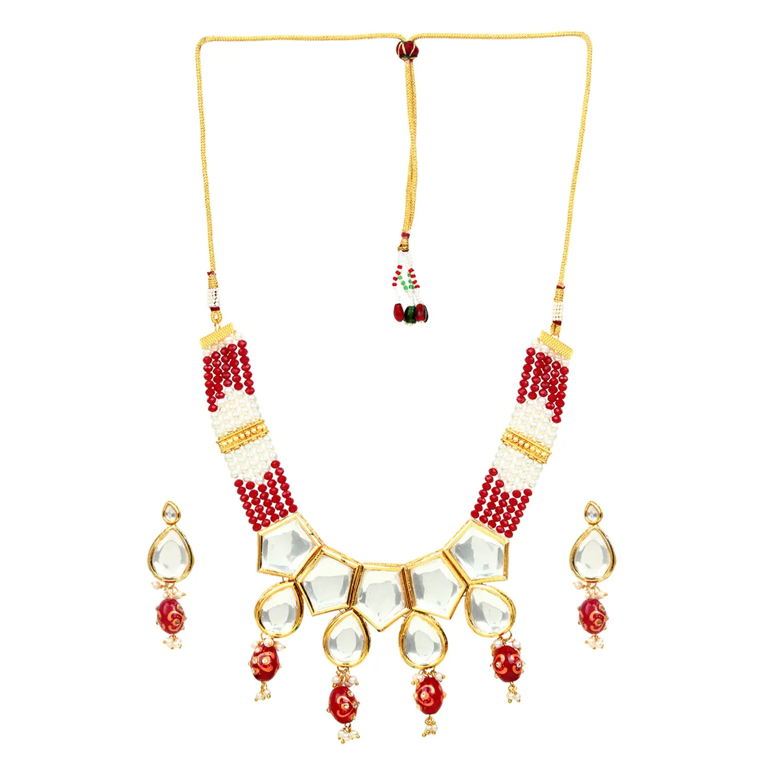 Red Heavy Bridal Indian Kundan Choker Set