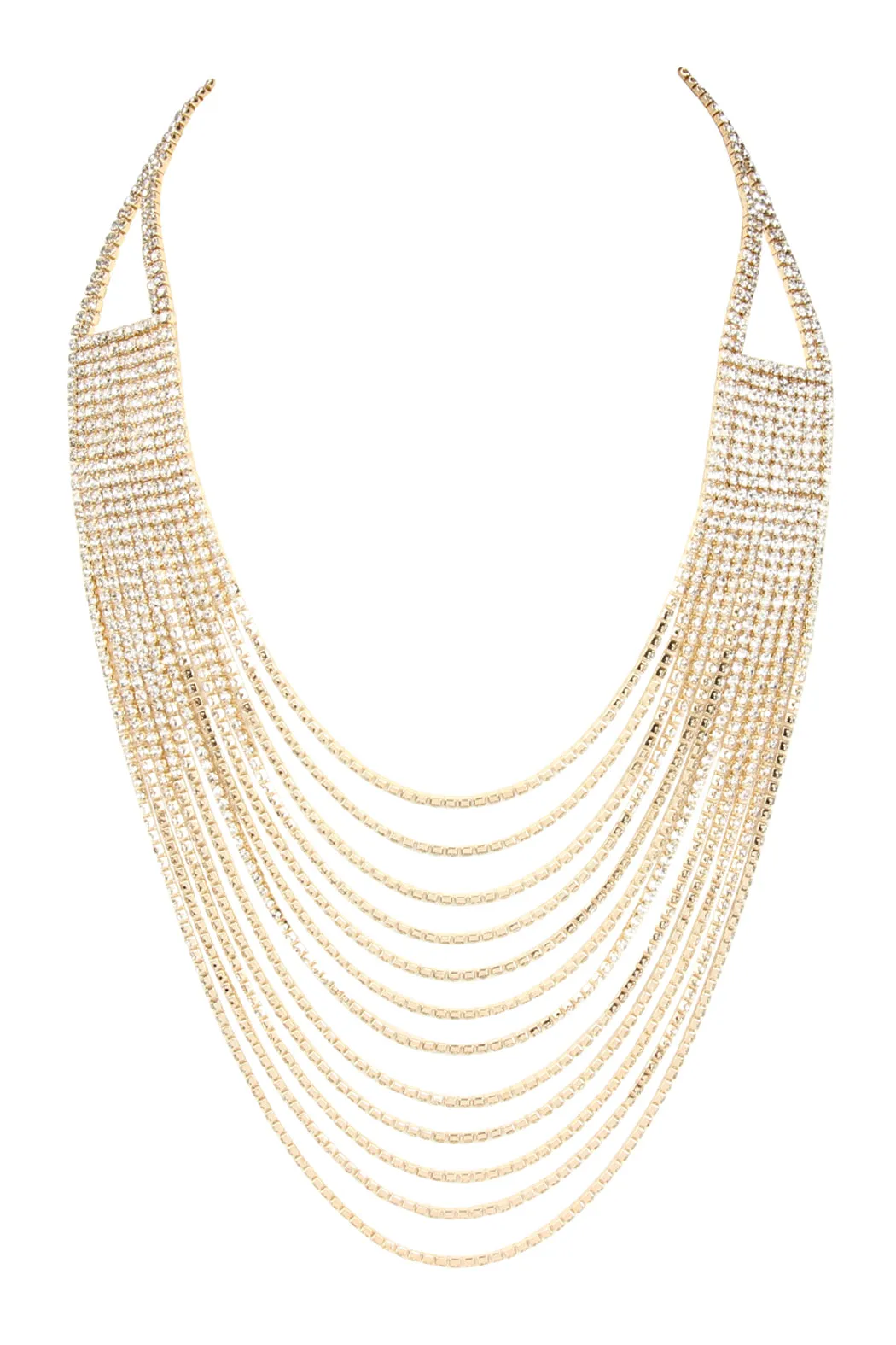 RHINESTONE 12 ROW LAYERED NECKLACE