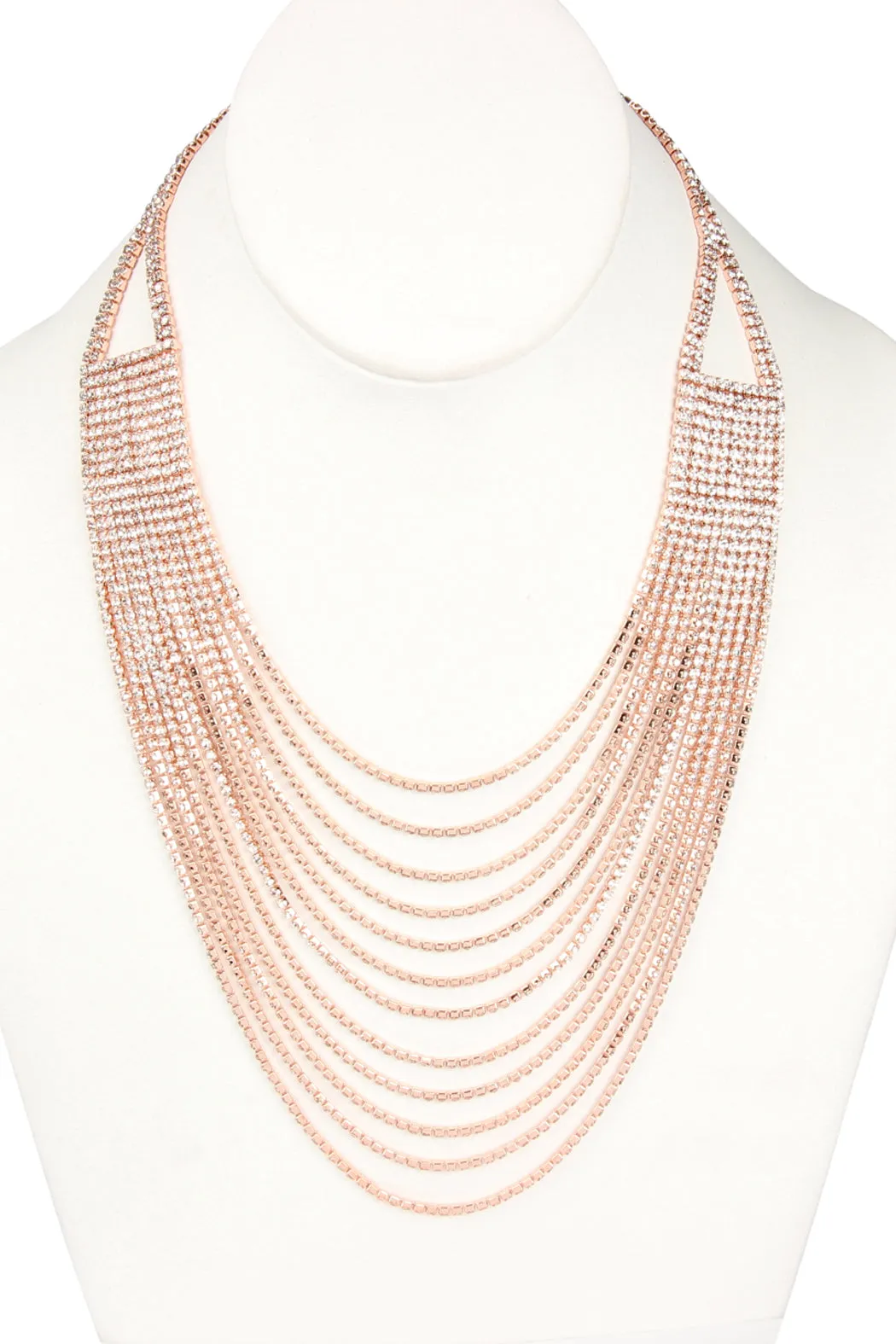 RHINESTONE 12 ROW LAYERED NECKLACE
