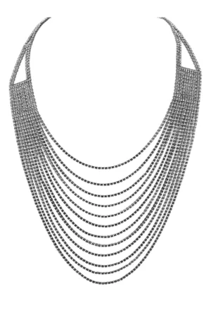 RHINESTONE 12 ROW LAYERED NECKLACE