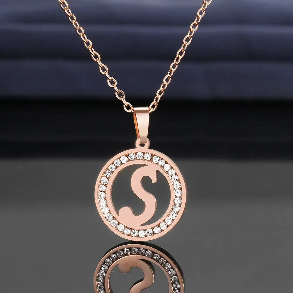 Rhinestone Initials Necklaces